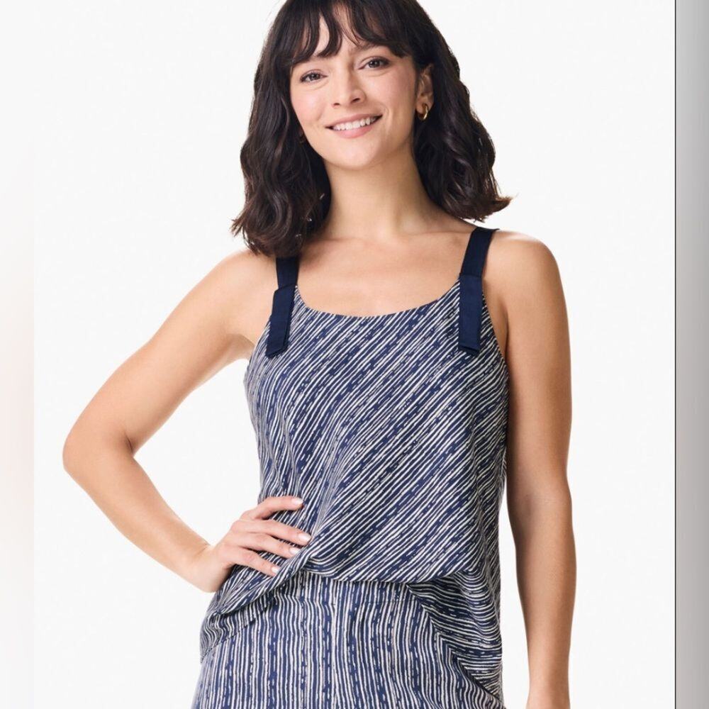 Nic+Zoe Spring Rain Print Tank Indigo  Size XS